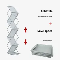 Présentoir de catalogue rectangulaire pliable A4 en alliage d'aluminium noir imprimé CMJN pour une seule page, idéal pour documents vintage, photographie et salons professionnels