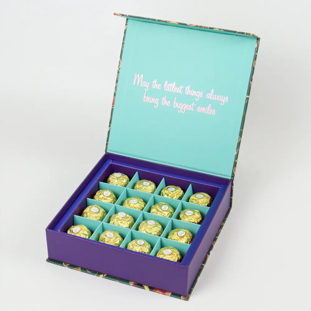 कस्टम पूर्वनिर्मित उत्पाद बॉक्स बायोडिग्रेडेबल कार्टन ड्यूस पैरा पैकेजिंग प्रिलाइन पैकेजिंग मिठाई कैंडी चॉकलेट पेपर बॉक्स