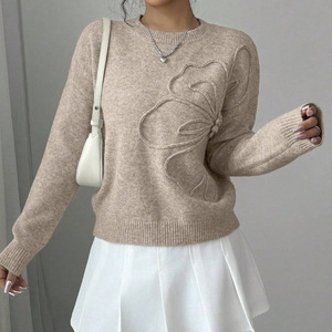 Suéter de Punto para Mujer, Cuello Redondo, Estampado Floral, Casual, Elegante, de Manga Larga, Nueva Colección Otoño/Invierno - Product Image 3
