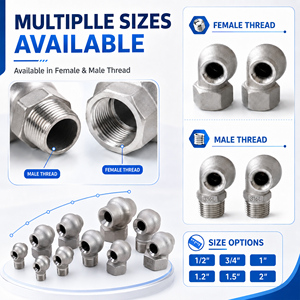 Stainless Steel <b>Spray</b> Nozzle Large Flow Hollow Cone Cleaning for Industrial Washing Dust Control Cooling - Product Image 2