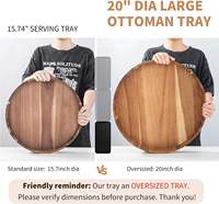 Plateau de service jetable extra large de 20 pouces en bois d'acacia robuste pour usage domestique, table basse ottoman, rangement de charcuterie