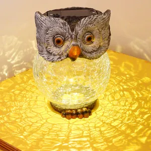 NHWS New Product Design Resin Process Simulation Owl Animal Outdoor IP44 Waterproof LED Garden Landscape Decoration Solar Light