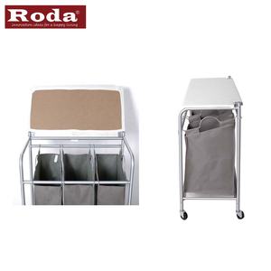 Lavanderia multifunzionale carrello poliestere <span class=keywords><strong>cesto</strong></span> di 3 borse con asse <span class=keywords><strong>da</strong></span> stiro - Product Image 3