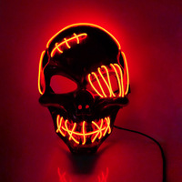 Masque facial complet en plastique, pirate à une œillette, avec cicatrice, LED lumineux rechargeable, pour Halloween, accessoires de fête sanglants, réutilisable