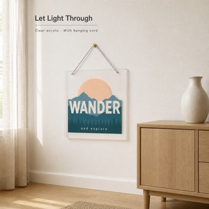 לוח קיר אקרילי שקוף מרובע, אמנות הר WANDER, 20x20 ס\"מ, קישוט תלוי שקוף לאור - Product Image 4