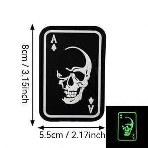 Patch de moral en PVC souple avec <span class=keywords><strong>Velcro</strong></span>, motif crâne, Poker Ace Black Peach, <span class=keywords><strong>autocollant</strong></span> lumineux - Product Image 6