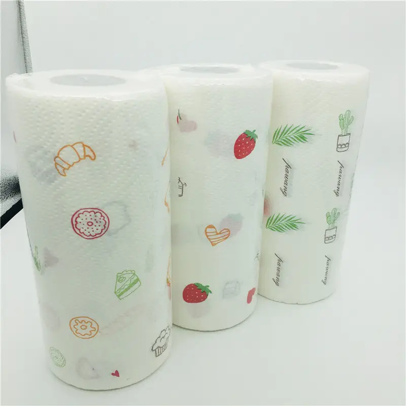 Best Quality Low MOQ Virgin Pulp White Printed Customized 75 Sheets Tissue Paper Kitchen Roll