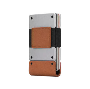 Snelle toegang aluminium kaarthouder creditcardportemonnee met trekstripje echt lederen geldriem voor zakenreizen - Product Image 2