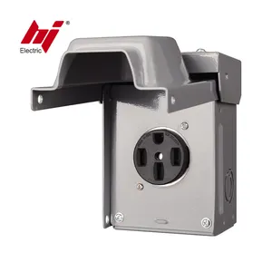 Outdoor Electrical Outlet Boxes 50 Amp EV Power Outlet Box Enclosed Lockable Weatherproof Outdoor Electrical Nema 14-50 Receptacle