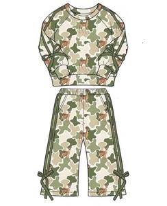 Conjunto de Ropa para Niñas, Camiseta de Manga Larga con Estampado de Ciervo, Pantalones, Estilo Militar, Traje de Caza - Product Image 4