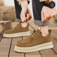 Chaussures basses décontractées pour hommes, taille 39-44, couleur marron kaki, à lacets, semelle épaisse, chaussures de marche quotidiennes