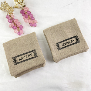 Custom Printed logo Suede <b>Envelope</b> Linen Jewelry Pouch and Packaging <b>Gift</b> Bag With Flap Button for Jewelry Display - Product Image 2