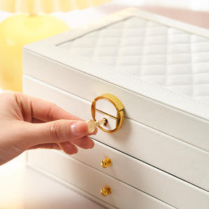 Boîte à bijoux créative en cuir diamant, taille M, 24 cm x 18 cm x 14,6 cm - Product Image 3