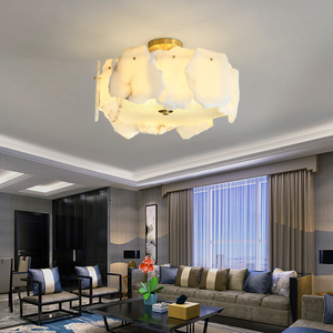 Plafonnier LED en marbre rétro <span class=keywords><strong>zen</strong></span> chinois, blanc chaud, style moderne simple, luxe, treillis, chambre à coucher, salon, balcon - Disponible en taille moyenne - Product Image 2