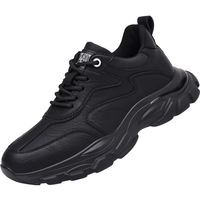 Chaussures de sport pour hommes en cuir suédé noir, à lacets, semelle épaisse, style Dad Shoes, pour l'hiver et le printemps, en stock, MOQ faible, prêtes à l'expédition