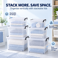 Boîtes de rangement en PP transparent empilables avec couvercles à verrouillage pour la maison, le placard, les vêtements et les jouets