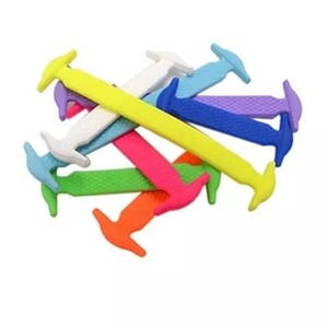 Custom Unisex <b>Elastic</b> Silicone Shoe <b>Laces</b> Rubber Flat Shoelaces for Leisure Sneakers - Product Image 1