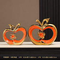 Ornement de pomme en céramique plaqué or de style nordique moderne, décoration d'art déco créative pour Noël, décoration d'intérieur pour un usage quotidien