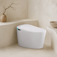 WC intelligent à poser au sol avec chasse automatique, bidet en céramique sans rebord, siège chauffant et télécommande