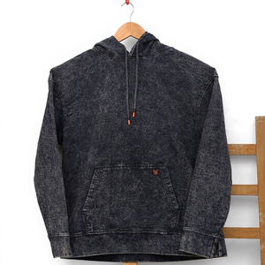 <b>Men's</b> Vintage Knitted Denim Hoodie Relaxed Fit Cotton Polyester Blend Casual Pullover Hooded <b>Sweatshirt</b> Wholesale - Product Image 1