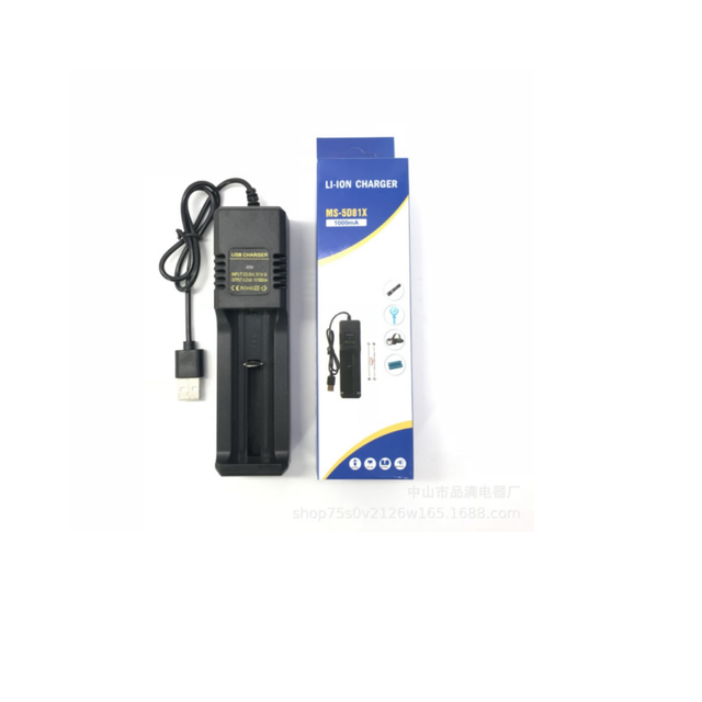 Hot Selling in Factories 26650 18650 16340 14500 21700 Lithium Battery Smart Charger 4.2V 1A USB Single Slot Universal Charger