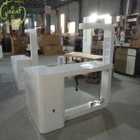 Table à ongles moderne d'angle en bois en forme de L équipement de beauté table de manucure blanche avec collecteur de poussière et lumière pour ongles