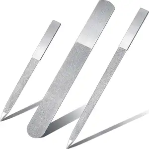 3 Pieces Diamond Stainless Steel Double Side Nail File Set Metal Sapphire Buffer File