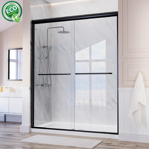 Porte de douche coulissante en verre de sécurité de 1/4 pouce, finition chromée, installation réversible, taille personnalisée - Product Image 3