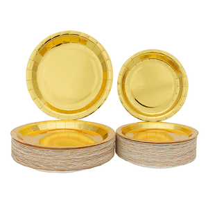 Assiettes à papier en <span class=keywords><strong>carton</strong></span> jetables <span class=keywords><strong>de</strong></span> qualité alimentaire rectangle rond doré argenté pour la fête - Product Image 5