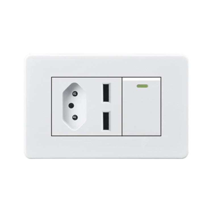US Standard Electric Light Switch 20A Double Usb 110-240V Wall Outlet Switch and Socket