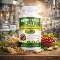 Capsules de Berbérine Plus 1200mg par Portion – Soutien Glycémique – Complément Herbal – Fabricant Marque Blanche