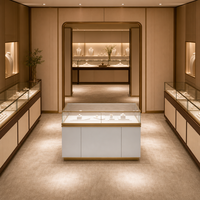 Vitrine murale pour bijoux avec éclairage LED, personnalisable pour bijouterie, présentoir à jade
