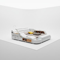 Ensemble de lit de massage en bois rembourré de luxe moderne avec fonctionnalité intelligente taille King