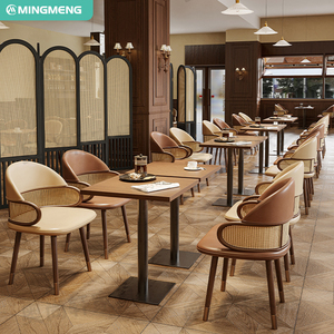 Bộ bàn ghế nhà hàng hiện đại bằng gỗ nguyên khối, đồ nội thất nhà hàng PU, ghế sofa, ghế booth, bàn, ghế, quầy bar, quán cà phê, khách sạn - Product Image 2