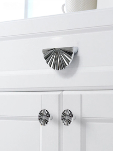 Zinc Alloy Fan Shaped Cabinet <strong>Knobs</strong> &amp; Pulls Shell Pleated Drawer Handles for Wardrobe Dresser - Product Image 3