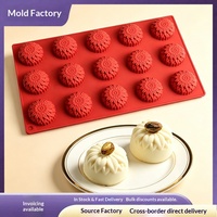 Moule à gâteau en silicone à motif floral semi-circulaire de 15 pièces, résistant au four, pour desserts faits maison, crème glacée et chocolat