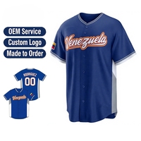 Maillot de baseball personnalisé du Venezuela, style équipe nationale, à rayures fines, boutonné, tenue d'équipe personnalisée, sublimation, maille, short d'été