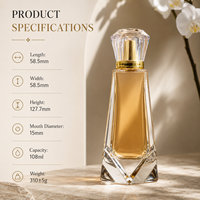 Botol Parfum Kaca Kosong Mewah Custom dengan Tutup Kristal Bersegi, Pompa Semprot Emas, Dapat Diisi Ulang, Dilengkapi Kotak