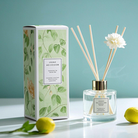 Bouteille en verre pour diffuseur de roseaux en forme de cylindre de 100 ml et 200 ml, vente en gros, avec couvercle et boîte multi-matériaux