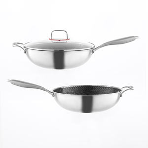 Poêle à frire antiadhésive en nid d'abeille en acier inoxydable de 20/24/26/28/30/32cm Kuali Wajan Frigideira Sartenes Acero Inoxidable - Product Image 1