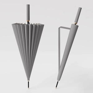 Extra Long 24 Ribs Straight Fiberglass <b>Frame</b> Umbrella 110cm Diameter Semi-Automatic Opening Large Canopy Great for Tall People - Product Image 3