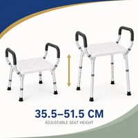 Chaise de douche réglable sans outils Simplywalk avec accoudoirs, siège de bain léger en aluminium pour les personnes âgées et les établissements de soins