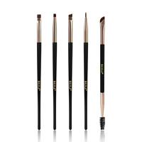 Pinceau à sourcils angulaire de précision, poils synthétiques doux pour un façonnage naturel, manche noir, virole dorée, outil de maquillage, logo personnalisé