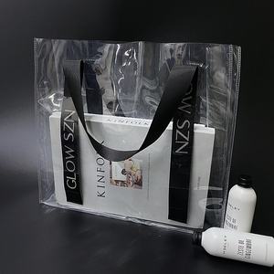 Sac fourre-tout en PVC transparent avec poignées en sangle PVC Shopping clair sacs à bandoulière 34*30cm PVC Shopping clair sacs d'épicerie - Product Image 5