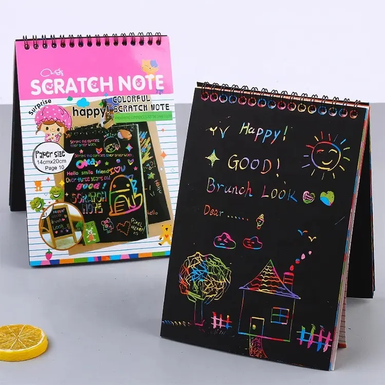 Children's Rainbow colorful scratch art painting paper and handmade DIY scratch off art drawing graffiti doodle book