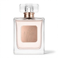 Étiquette autocollante en alliage d'aluminium carrée arrondie pour parfum, décalcomanie métallique auto-adhésive, or rose brossé gravé, emballage Lys du Vallon