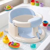 Seggiolino da bagno per neonati con barra di sicurezza protettiva, superficie antiscivolo testurizzata, ventosa per stabilità, materiale plastico PP+TPR, per 0-18 mesi