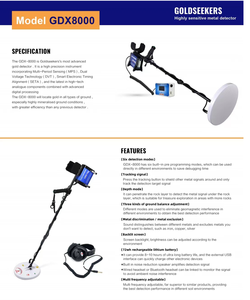 גלאי מתכות מקצועי נטען HEDAO gdx8000 עם אינדוקציה פועמת לחיפוש עמוק של זהב ואוצרות - Product Image 2