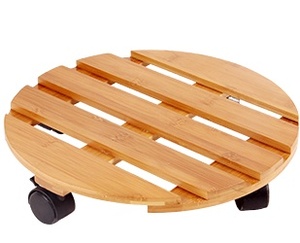 Support à plantes en bambou avec roulettes, support à plantes à lattes résistant à l'humidité pour déplacer les pots de fleurs d'intérieur et d'extérieur - Product Image 2