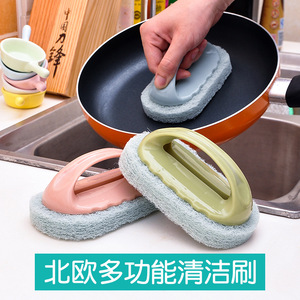 Kitchen <b>Sponge</b> Scrubber With <b>Handle</b> Thickened Design For Pots And Pans Cleaning Blue Green Pink - Product Image 5